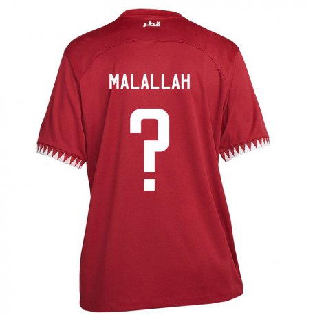 Kandiny Kinder Katarische Ali Malallah #0 Kastanienbraun Heimtrikot Trikot 22-24 T-shirt