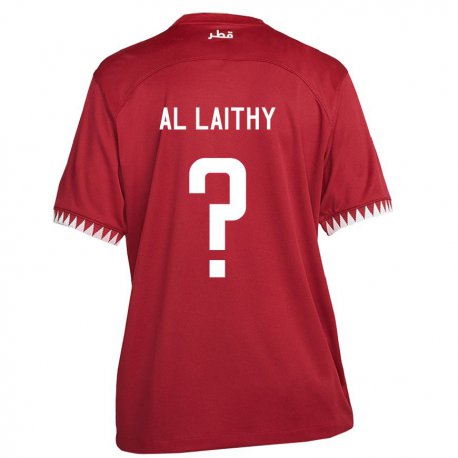 Kandiny Kinder Katarische Bahaa Al Laithy #0 Kastanienbraun Heimtrikot Trikot 22-24 T-shirt