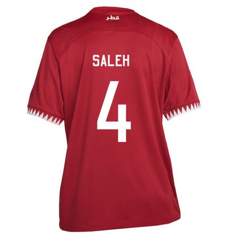 Kandiny Kinder Katarische Hagar Saleh #4 Kastanienbraun Heimtrikot Trikot 22-24 T-shirt