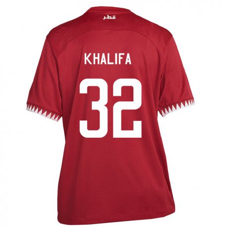 Kandiny Kinder Katarische Duana Khalifa #32 Kastanienbraun Heimtrikot Trikot 22-24 T-shirt