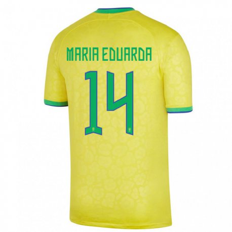 Kandiny Kinder Brasilianische Maria Eduarda #14 Gelb Heimtrikot Trikot 22-24 T-shirt