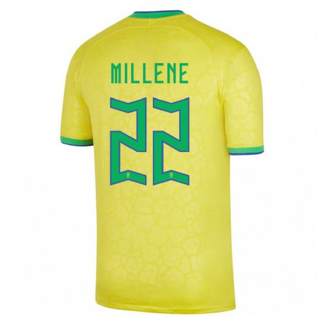 Kandiny Kinder Brasilianische Millene #22 Gelb Heimtrikot Trikot 22-24 T-shirt