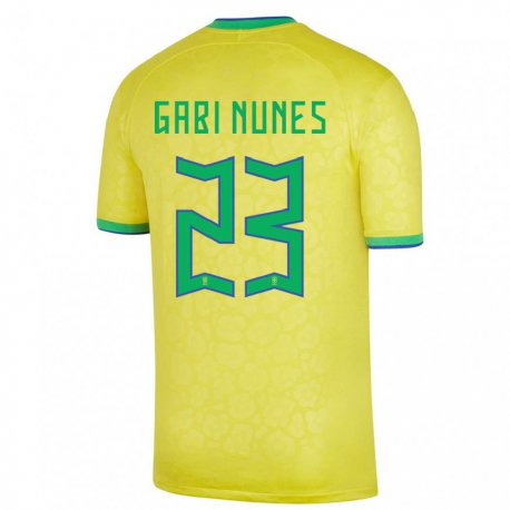 Kandiny Kinder Brasilianische Gabi Nunes #23 Gelb Heimtrikot Trikot 22-24 T-shirt