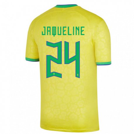 Kandiny Kinder Brasilianische Jaqueline #24 Gelb Heimtrikot Trikot 22-24 T-shirt