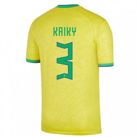 Kandiny Kinder Brasilianische Kaiky #3 Gelb Heimtrikot Trikot 22-24 T-shirt