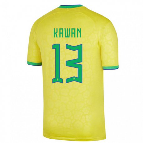 Kandiny Kinder Brasilianische Lucas Kawan #13 Gelb Heimtrikot Trikot 22-24 T-shirt