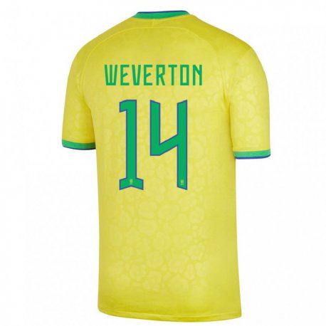 Kandiny Kinder Brasilianische Weverton #14 Gelb Heimtrikot Trikot 22-24 T-shirt