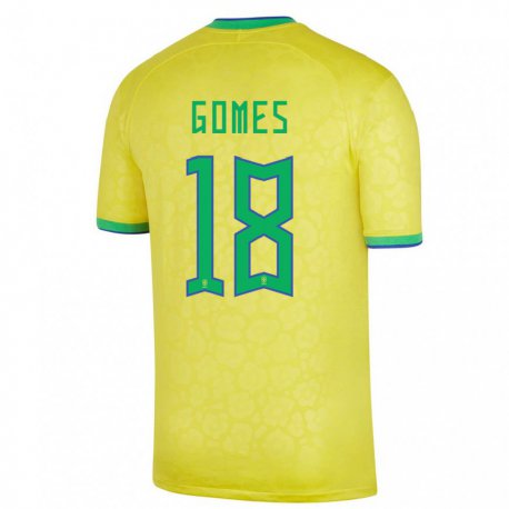 Kandiny Kinder Brasilianische Marlon Gomes #18 Gelb Heimtrikot Trikot 22-24 T-shirt
