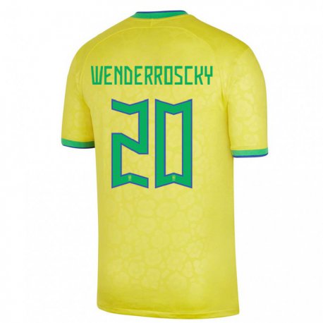 Kandiny Kinder Brasilianische Arthur Wenderroscky #20 Gelb Heimtrikot Trikot 22-24 T-shirt