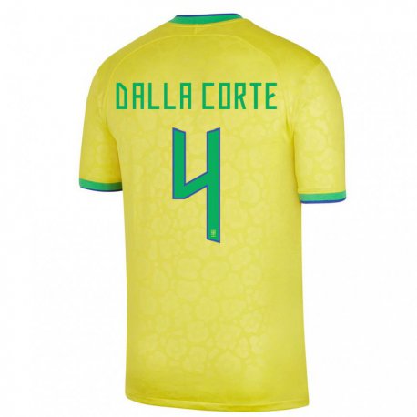 Kandiny Kinder Brasilianische Joao Dalla Corte #4 Gelb Heimtrikot Trikot 22-24 T-shirt