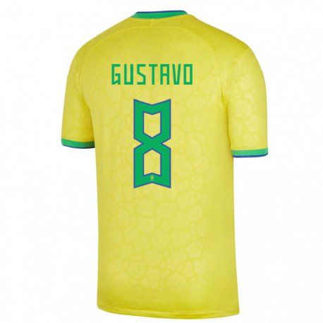 Kandiny Kinder Brasilianische Luiz Gustavo #8 Gelb Heimtrikot Trikot 22-24 T-shirt
