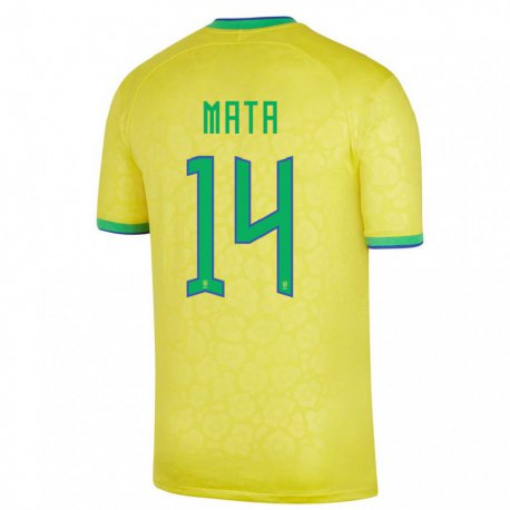 Kandiny Kinder Brasilianische Da Mata #14 Gelb Heimtrikot Trikot 22-24 T-shirt