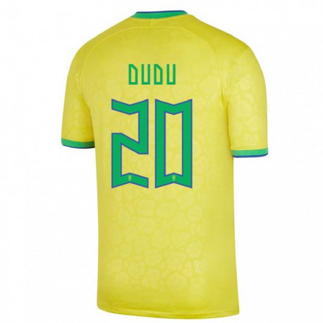 Kandiny Kinder Brasilianische Dudu #20 Gelb Heimtrikot Trikot 22-24 T-shirt