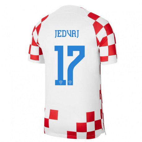 Kandiny Kinder Kroatische Karla Jedvaj #17 Rot-weiss Heimtrikot Trikot 22-24 T-shirt