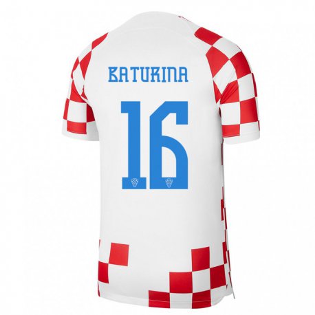 Kandiny Kinder Kroatische Martin Baturina #16 Rot-weiss Heimtrikot Trikot 22-24 T-shirt