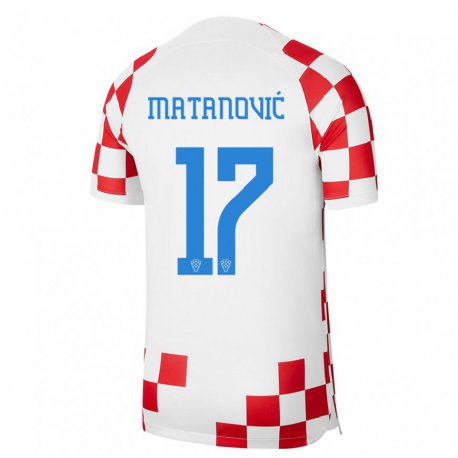 Kandiny Kinder Kroatische Igor Matanovic #17 Rot-weiss Heimtrikot Trikot 22-24 T-shirt