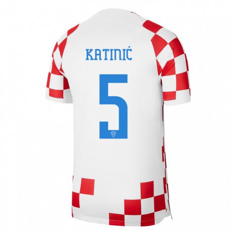 Kandiny Kinder Kroatische Maro Katinic #5 Rot-weiss Heimtrikot Trikot 22-24 T-shirt