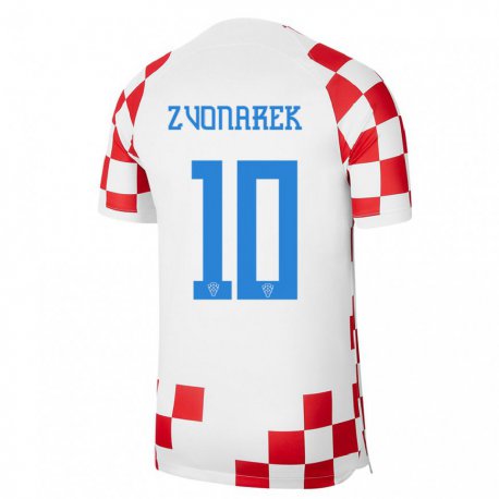 Kandiny Kinder Kroatische Lovro Zvonarek #10 Rot-weiss Heimtrikot Trikot 22-24 T-shirt
