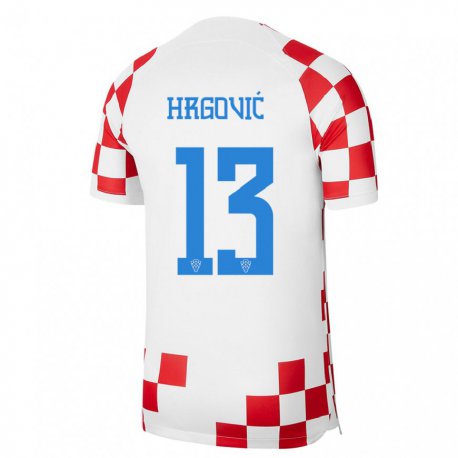 Kandiny Kinder Kroatische Simun Hrgovic #13 Rot-weiss Heimtrikot Trikot 22-24 T-shirt