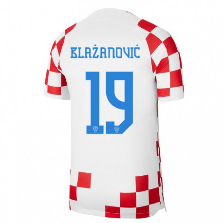 Kandiny Kinder Kroatische Antonio Blazanovic #19 Rot-weiss Heimtrikot Trikot 22-24 T-shirt