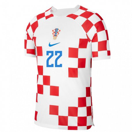 Kandiny Kinder Kroatische Niko Dolonga #22 Rot-weiss Heimtrikot Trikot 22-24 T-shirt