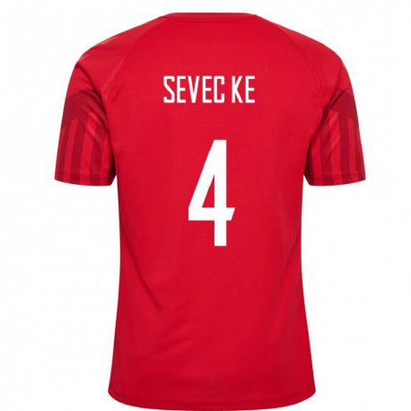 Kandiny Kinder Dänische Rikke Sevecke #4 Rot Heimtrikot Trikot 22-24 T-shirt