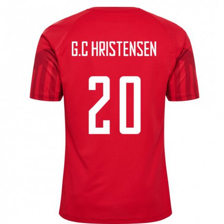 Kandiny Kinder Dänische Gustav Christensen #20 Rot Heimtrikot Trikot 22-24 T-shirt
