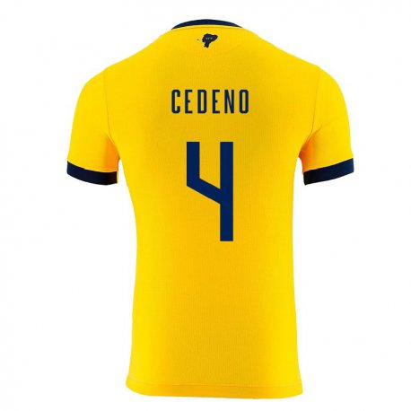 Kandiny Kinder Ecuadorianische Stefany Cedeno #4 Gelb Heimtrikot Trikot 22-24 T-shirt