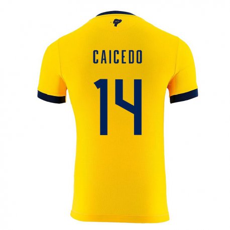 Kandiny Kinder Ecuadorianische Carina Caicedo #14 Gelb Heimtrikot Trikot 22-24 T-shirt