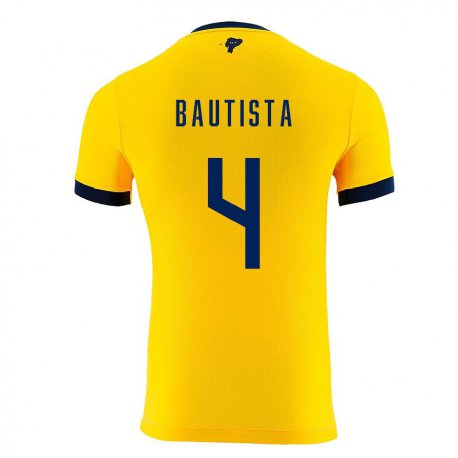 Kandiny Kinder Ecuadorianische Davis Bautista #4 Gelb Heimtrikot Trikot 22-24 T-shirt