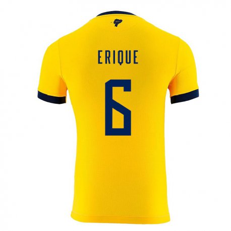 Kandiny Kinder Ecuadorianische Yeltzin Erique #6 Gelb Heimtrikot Trikot 22-24 T-shirt