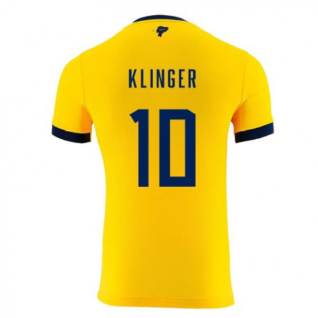 Kandiny Kinder Ecuadorianische Jose Klinger #10 Gelb Heimtrikot Trikot 22-24 T-shirt