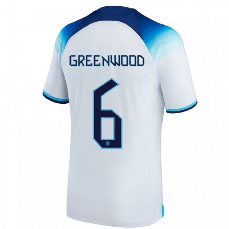 Kandiny Kinder Englische Alex Greenwood #6 Weiß Blau Heimtrikot Trikot 22-24 T-shirt