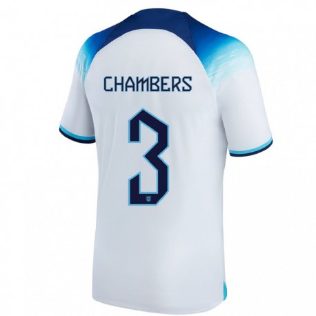 Kandiny Kinder Englische Luke Chambers #3 Weiß Blau Heimtrikot Trikot 22-24 T-shirt