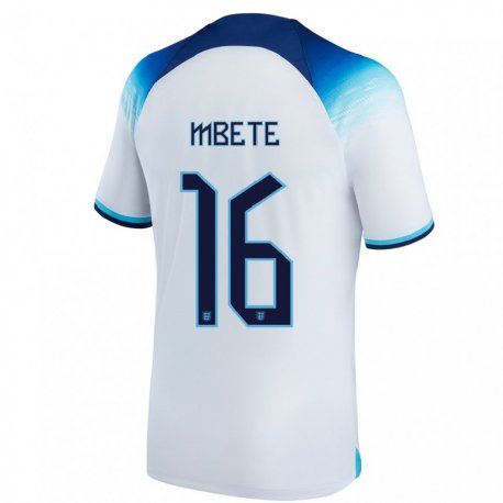 Kandiny Kinder Englische Luke Mbete #16 Weiß Blau Heimtrikot Trikot 22-24 T-shirt
