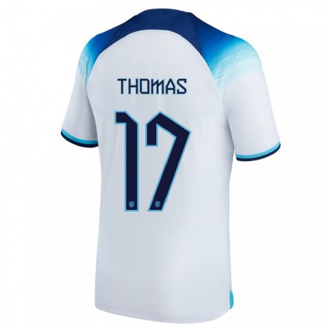 Kandiny Kinder Englische Luke Thomas #17 Weiß Blau Heimtrikot Trikot 22-24 T-shirt