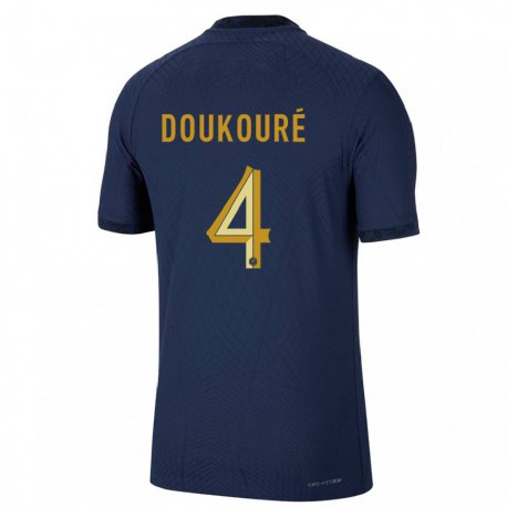 Kandiny Kinder Französische Ismael Doukoure #4 Marineblau Heimtrikot Trikot 22-24 T-shirt