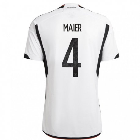 Kandiny Kinder Deutsche Leonie Maier #4 Weiß Schwarz Heimtrikot Trikot 22-24 T-shirt