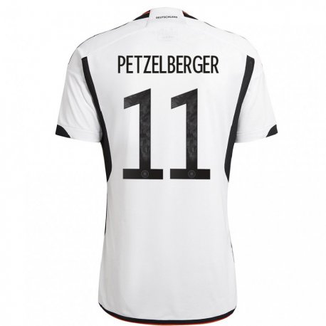 Kandiny Kinder Deutsche Ramona Petzelberger #11 Weiß Schwarz Heimtrikot Trikot 22-24 T-shirt