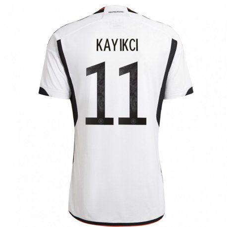Kandiny Kinder Deutsche Hasret Kayikci #11 Weiß Schwarz Heimtrikot Trikot 22-24 T-shirt