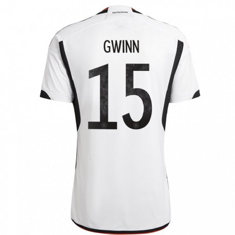 Kandiny Kinder Deutsche Giulia Gwinn #15 Weiß Schwarz Heimtrikot Trikot 22-24 T-shirt
