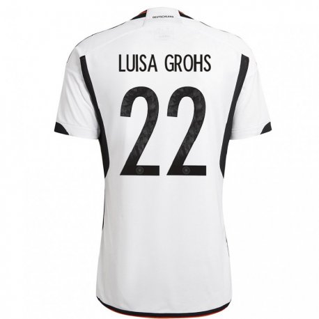 Kandiny Kinder Deutsche Maria Luisa Grohs #22 Weiß Schwarz Heimtrikot Trikot 22-24 T-shirt