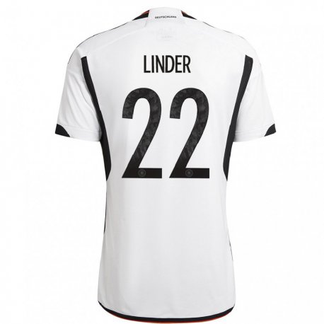 Kandiny Kinder Deutsche Sarai Linder #22 Weiß Schwarz Heimtrikot Trikot 22-24 T-shirt