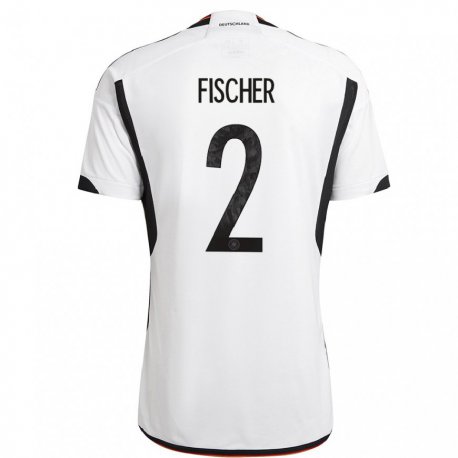 Kandiny Kinder Deutsche Kilian Fischer #2 Weiß Schwarz Heimtrikot Trikot 22-24 T-shirt