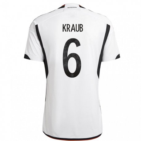 Kandiny Kinder Deutsche Tom Kraub #6 Weiß Schwarz Heimtrikot Trikot 22-24 T-shirt
