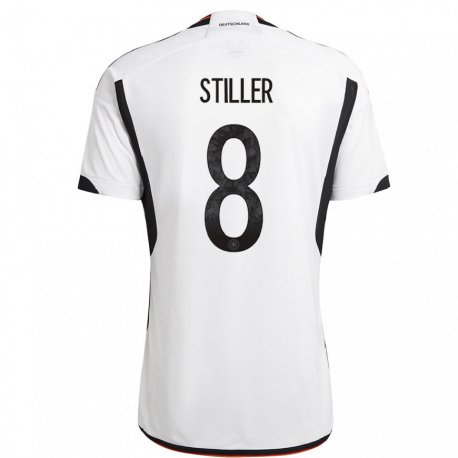 Kandiny Kinder Deutsche Angelo Stiller #8 Weiß Schwarz Heimtrikot Trikot 22-24 T-shirt