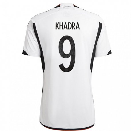 Kandiny Kinder Deutsche Reda Khadra #9 Weiß Schwarz Heimtrikot Trikot 22-24 T-shirt
