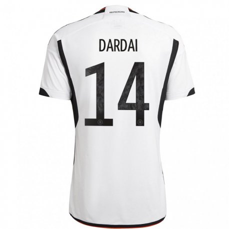 Kandiny Kinder Deutsche Marton Dardai #14 Weiß Schwarz Heimtrikot Trikot 22-24 T-shirt