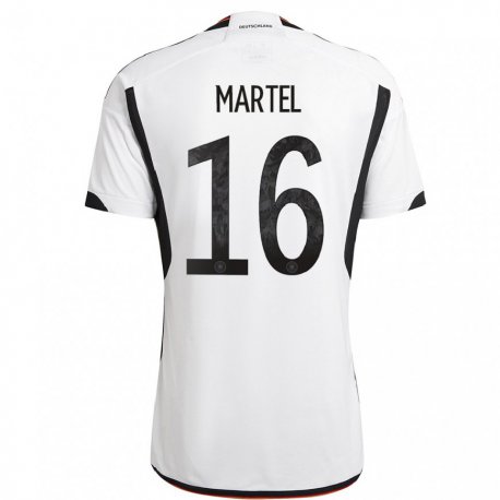 Kandiny Kinder Deutsche Eric Martel #16 Weiß Schwarz Heimtrikot Trikot 22-24 T-shirt
