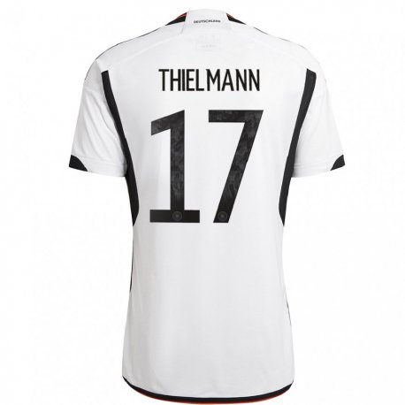 Kandiny Kinder Deutsche Jan Thielmann #17 Weiß Schwarz Heimtrikot Trikot 22-24 T-shirt